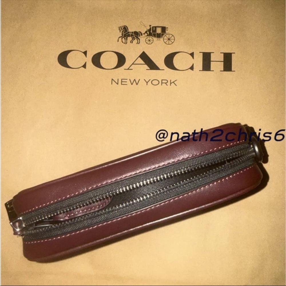 Coach CROSSBODY BAG IN SIGNATURE CANVAS in Black Currant (Burgundy) New - Picture 5 of 13
